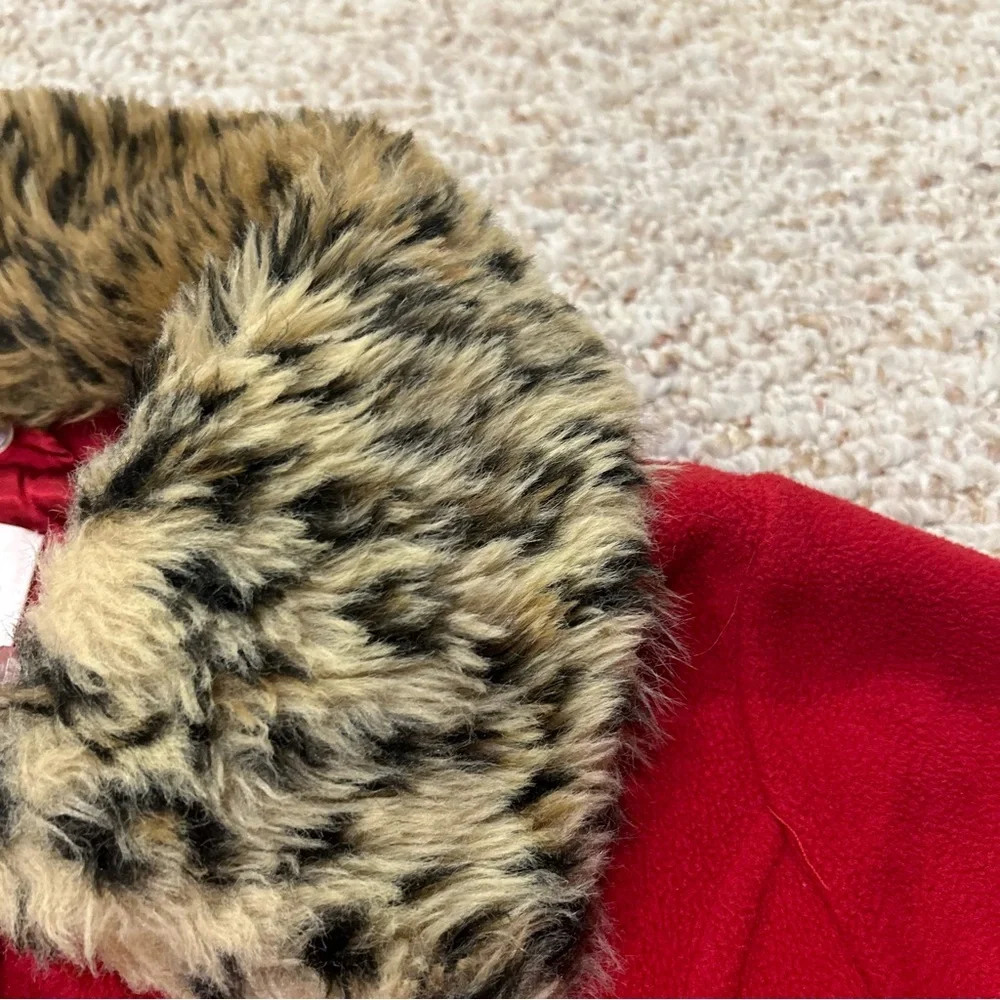 Children’s Place girls large jacket button up cheetah fur detail GREAT CONDITION